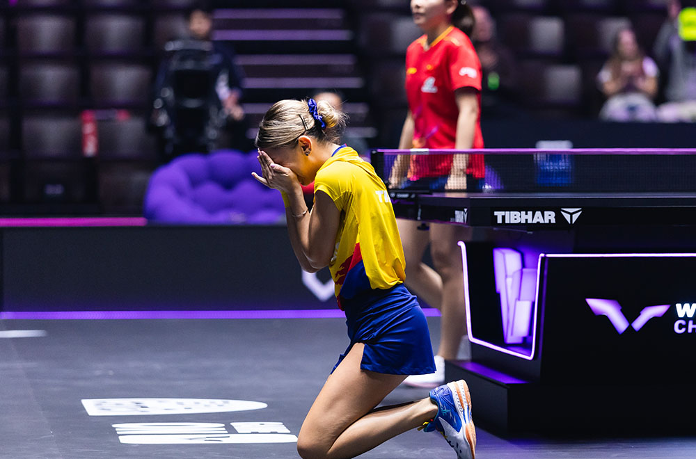 Sheer disbelief from Bernadette Szocs, who stuns the No.1 seed in Montpellier.