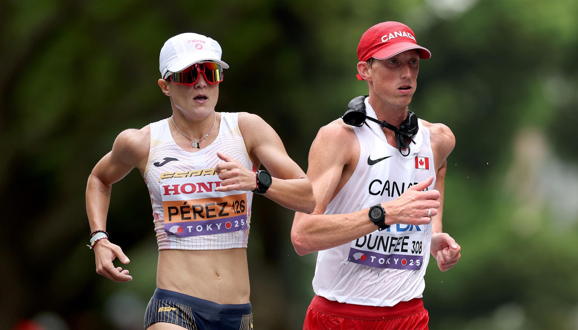 Maria Perez of Spain and Evan Dunfee of Canada