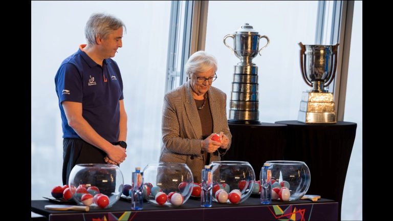 Table Tennis England President Jill Parker MBE was invited to conduct the draw alongside the event referee.1