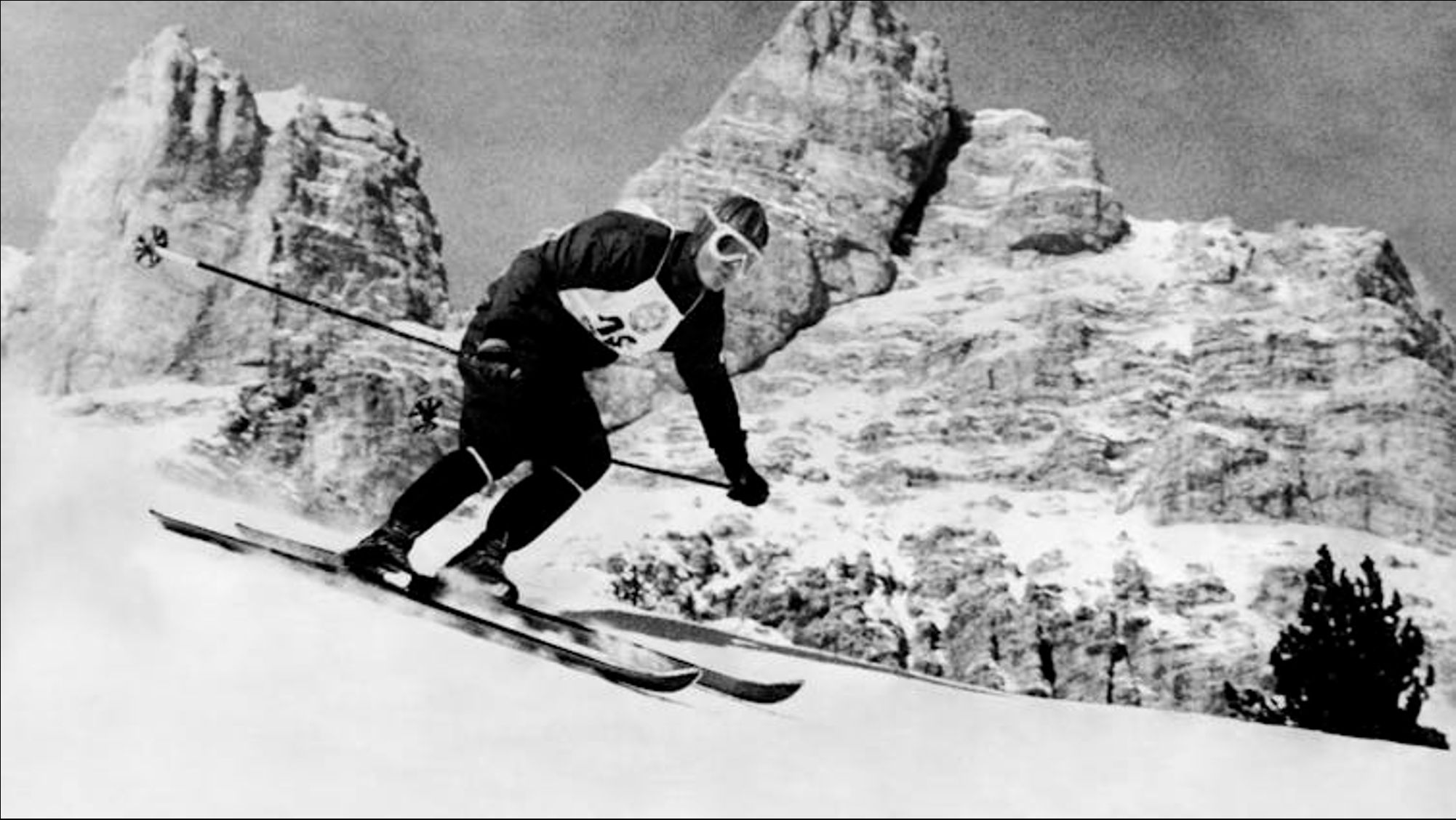 Italian skier Bruno Burrini at the 1956 Winter Olympic Games in Milano Cortina. Getty Images#