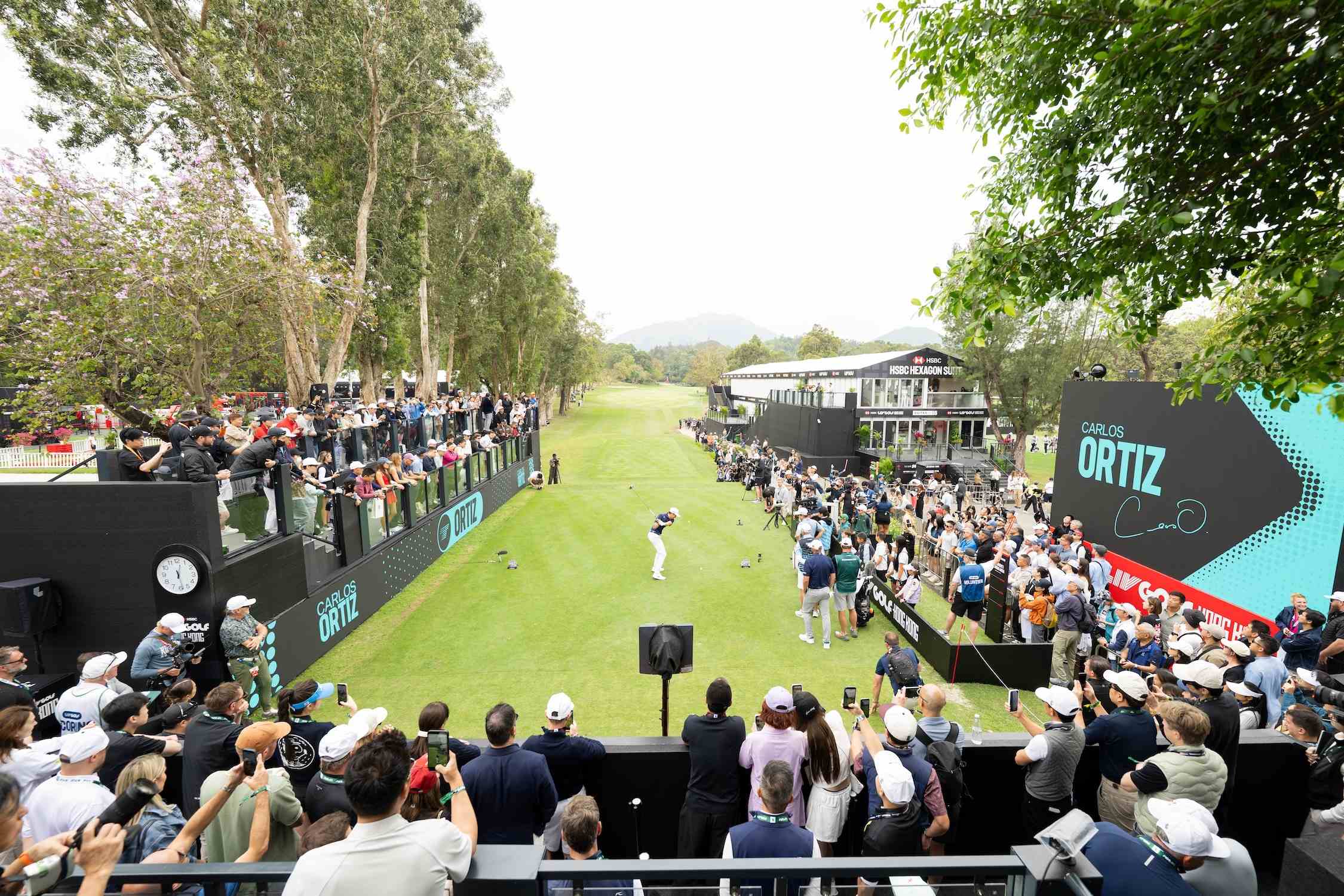 Carlos Ortiz of Torque GC hits his shot from the first tee during the second round#