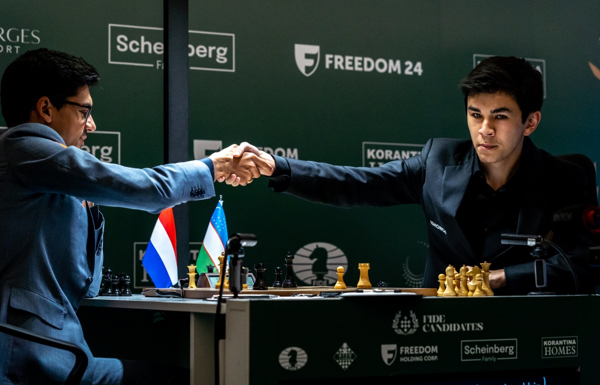 Javokhir Sindarov held Anish Giri to a draw