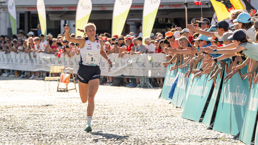 Pia Young Vik celebrates the Norwegian win in Piazza Grande, Locarno. Photo by Silvan Schletti