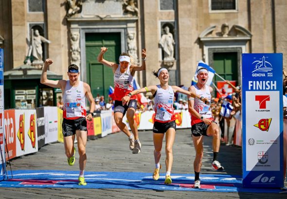 Team Switzerland had time to celebrate their World Championships title. #