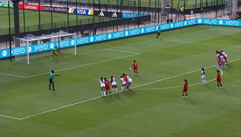 Fang Zhenzhu's penalty gives China their first goal @