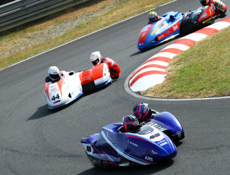 Harrison Payne (ARS Yamaha) and Kevin Rousseau (45) at 2026 FIM Sidecar World Championship in Pau-Arnos, France © Mark Walters