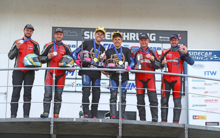 Podium at 2026 FIM Sidecar World Championship, Oschersleben in Germany © Mark Walters